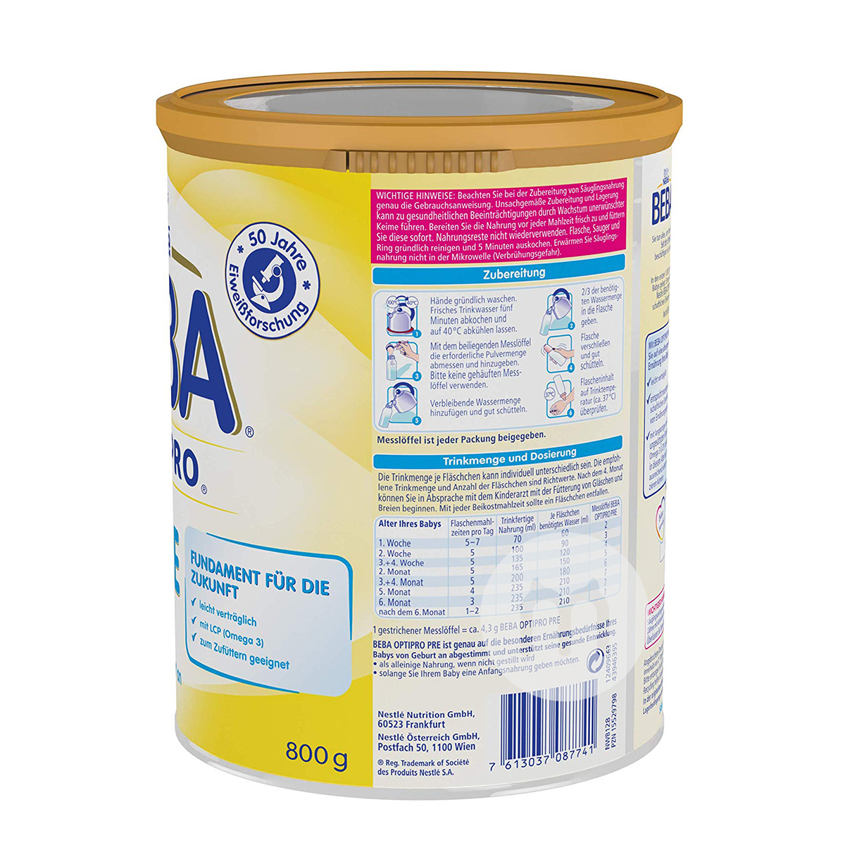 BEBA 德國雀巢貝巴能恩嬰兒奶粉PRE段*6 海外本土原版