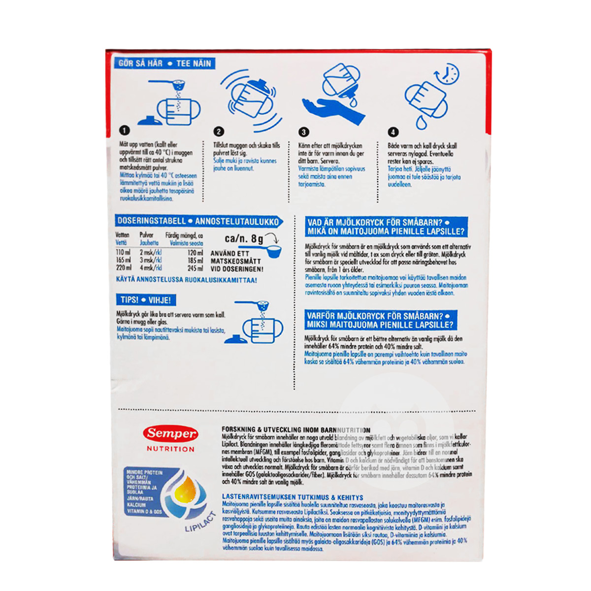 Semper 瑞典森寶奶粉4段*6盒 海外本土原版