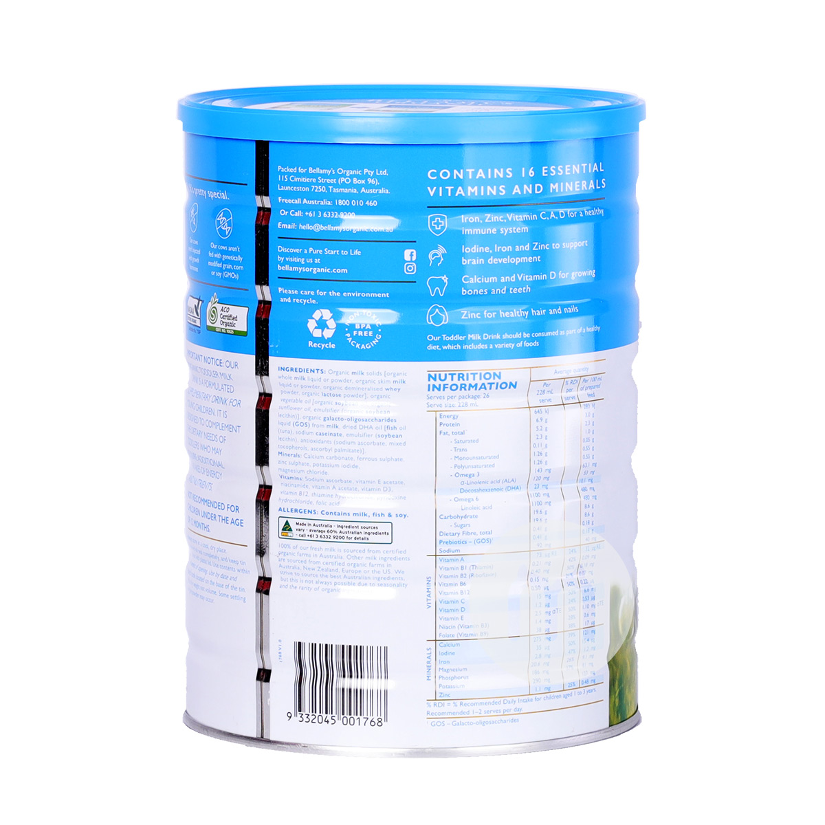 BELLAMY'S 澳洲貝拉米有機嬰兒奶粉3段900g*6罐 澳洲本土標準