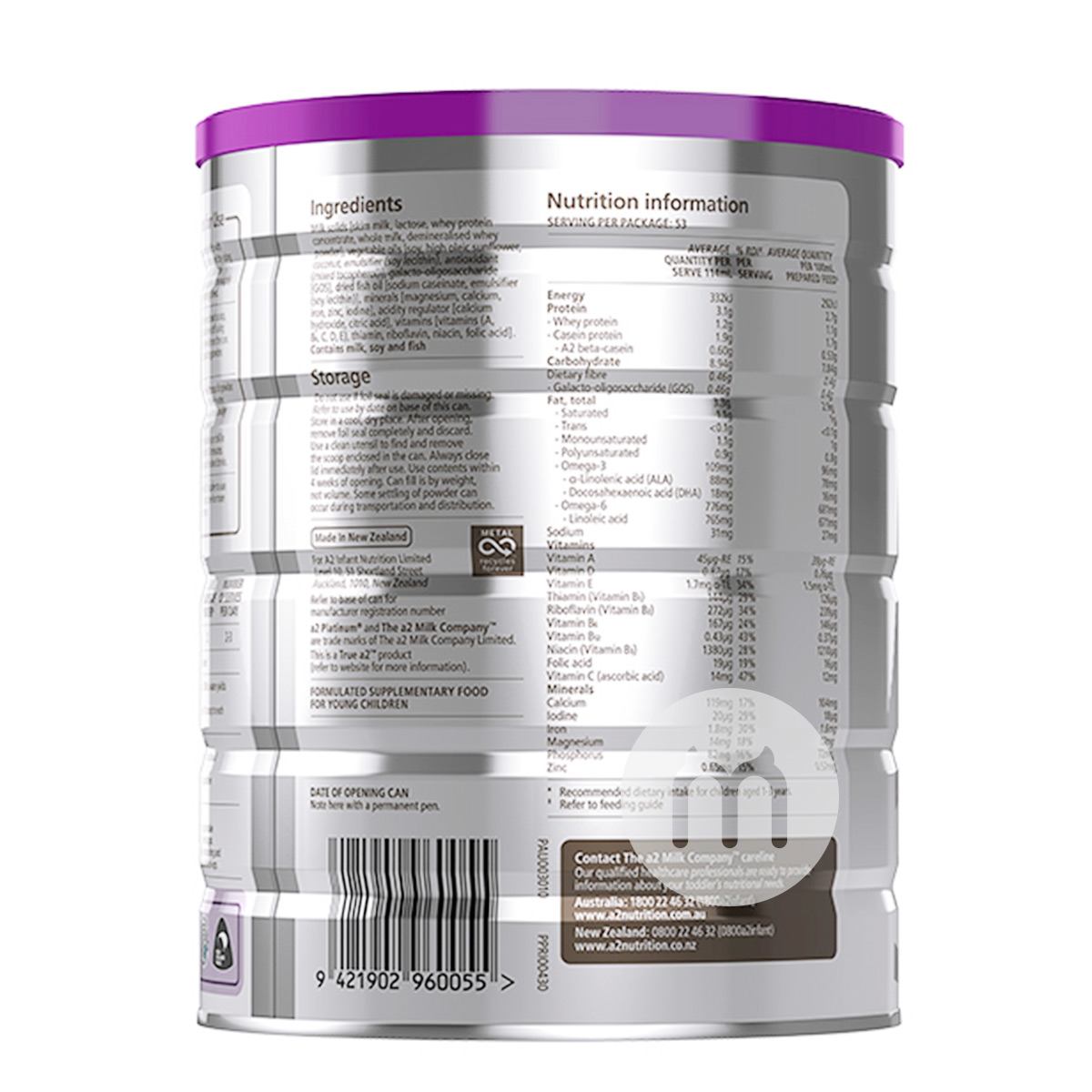 A2 澳洲A2白金系列嬰幼兒奶粉3段*6罐 海外本土原版