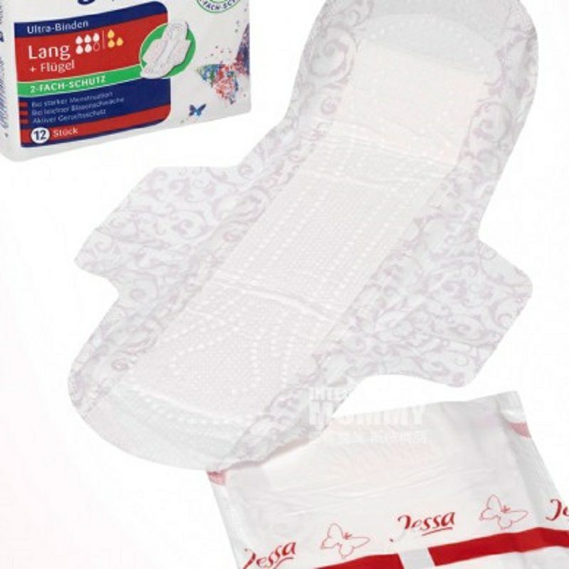 Jessa 德國Jessa綿柔無香5滴水夜用護翼衛生巾12片裝*4 海外本土原版