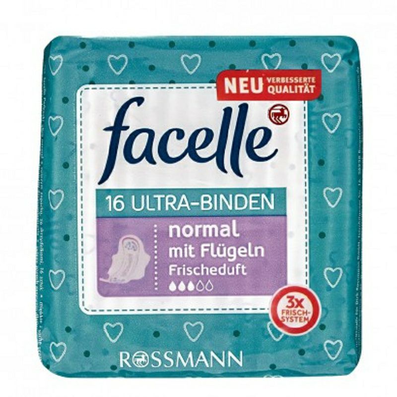 Facelle 德國Facelle日用護翼衛生巾三滴水16片*2 海外本土原版