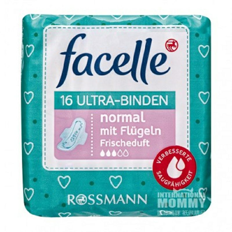 Facelle 德國Facelle日用護翼衛生巾三滴水16片*2 海外本土原版