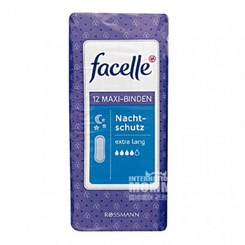 Facelle 德國Facelle超長夜用護翼衛生巾四滴水12片*2 海外本土原版