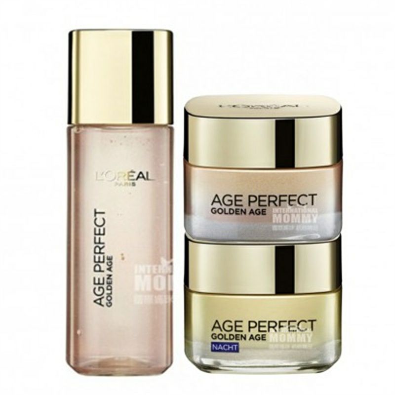 【3件裝】L'OREAL Paris 法國巴黎歐萊雅金致臻顏系列黃金修復水+日霜+晚霜 海外本土原版